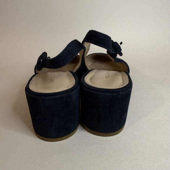 Pelle Moda Ulla women navy blue sling back pump-almond toe-block heel suede 10M - Picture 8 of 12